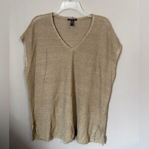 Eileen Fisher Organic Linen Textured Knit Tunic Top Size M